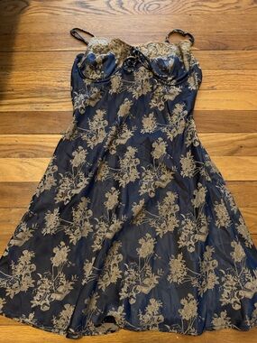Windsor Navy Blue and Gold Floral Slip Dress